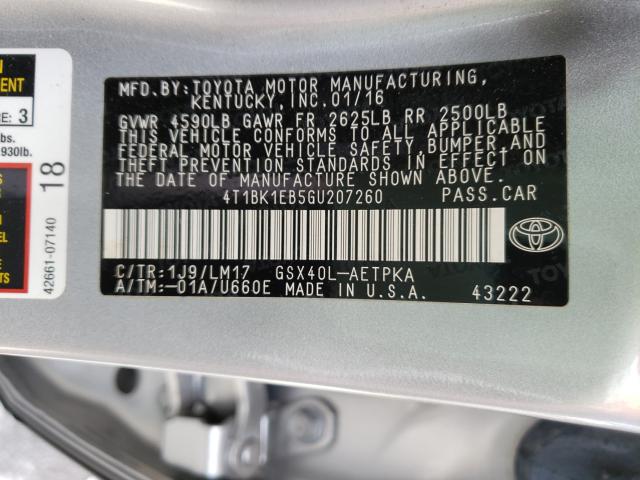 2016 TOYOTA AVALON XLE 4T1BK1EB5GU207260
