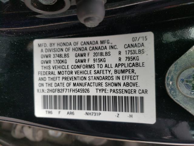 2015 HONDA CIVIC SE 2HGFB2F71FH545926