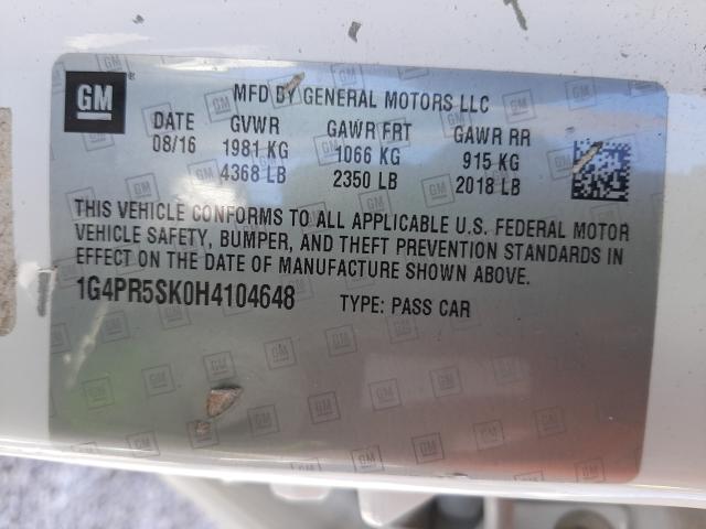 2017 BUICK VERANO SPO 1G4PR5SK0H4104648
