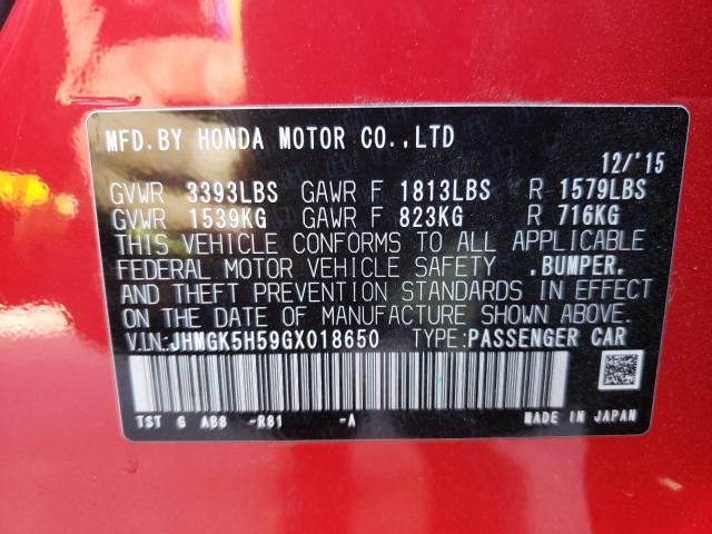 2016 HONDA FIT LX JHMGK5H59GX018650
