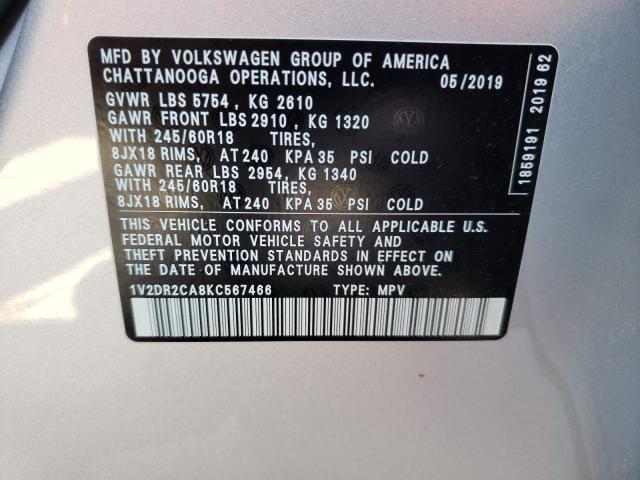2019 VOLKSWAGEN ATLAS SE 1V2DR2CA8KC567466