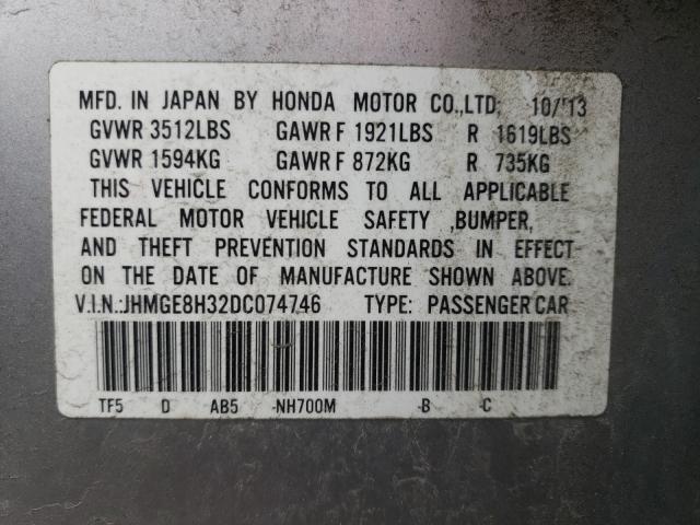 2013 HONDA FIT JHMGE8H32DC074746