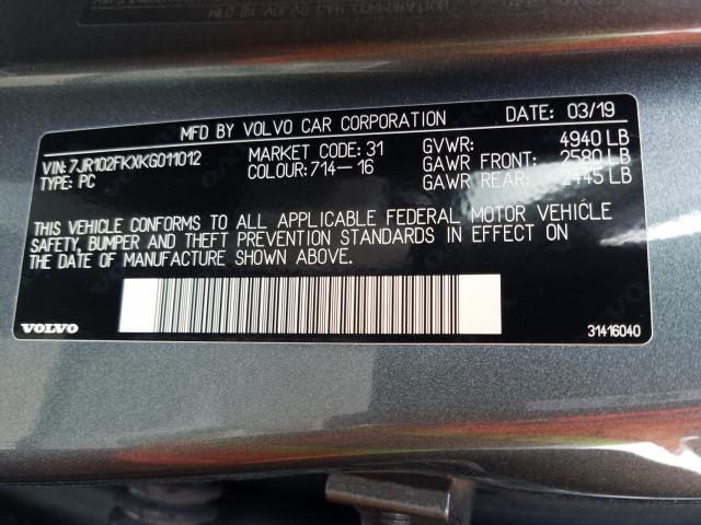 2019 VOLVO S60 T5 MOM 7JR102FKXKG011012