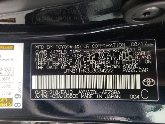 2018 TOYOTA CAMRY L JTNB11HK3J3034222