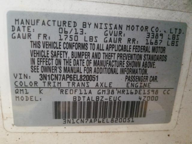 2014 NISSAN VERSA S/S 3N1CN7AP6EL820051