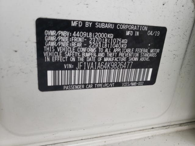 2019 SUBARU WRX JF1VA1A64K9826477