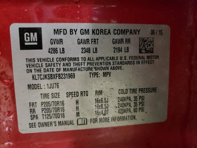 2015 CHEVROLET TRAX LS KL7CJKSBXFB231969