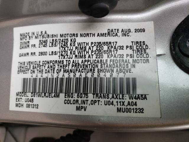 2010 MITSUBISHI ENDEAVOR L 4A4JN2AS0AE004077
