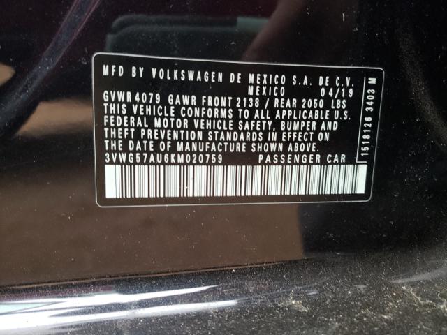 2019 VOLKSWAGEN GOLF S 3VWG57AU6KM020759