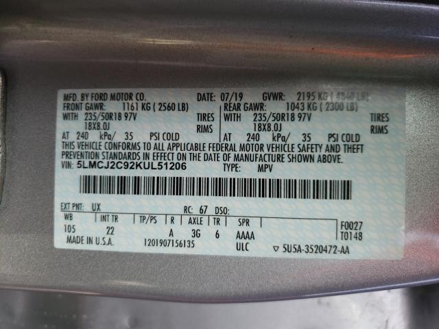 2019 LINCOLN MKC SELECT 5LMCJ2C92KUL51206