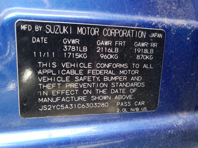 2012 SUZUKI SX4 LE JS2YC5A31C6303280