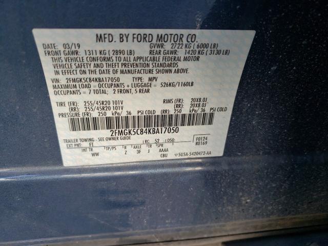 2019 FORD FLEX SEL 2FMGK5C84KBA17050