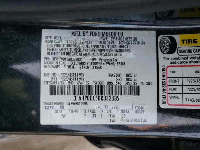 2011 FORD FUSION SPO 3FAHP0DC5BR332835