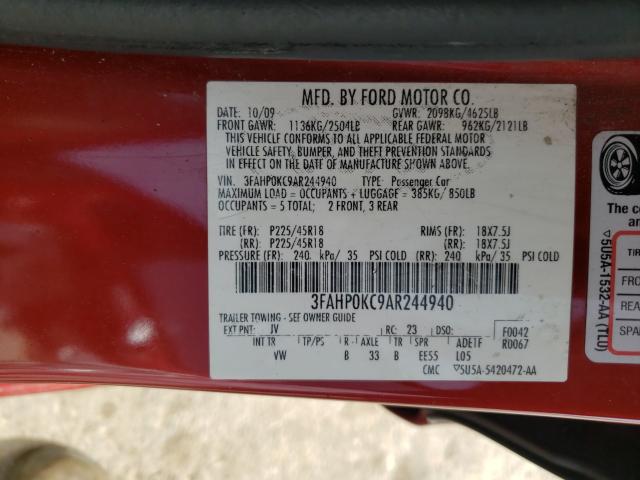 2010 FORD FUSION SPO 3FAHP0KC9AR244940