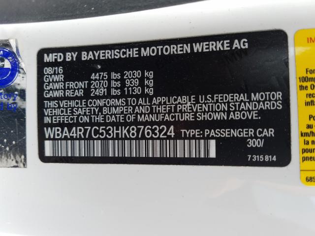 2017 BMW 430I WBA4R7C53HK876324