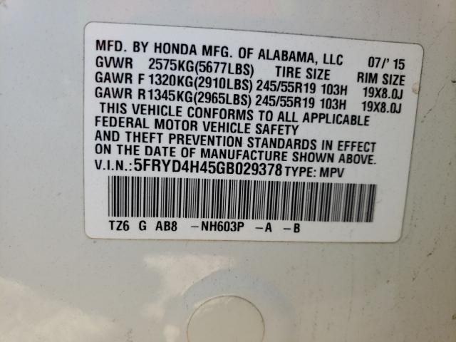 2016 ACURA MDX TECHNO 5FRYD4H45GB029378