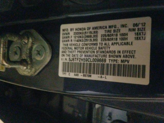 2012 HONDA CROSSTOUR 5J6TF2H59CL009669
