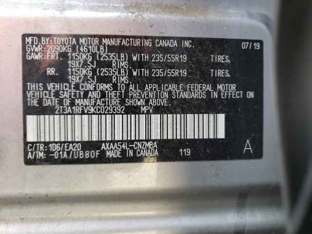 2019 TOYOTA RAV4 XLE P 2T3A1RFV9KC029392
