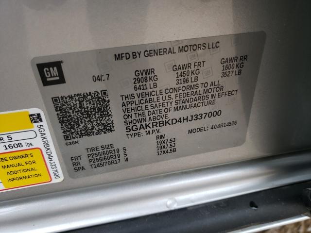 2017 BUICK ENCLAVE 5GAKRBKD4HJ337000