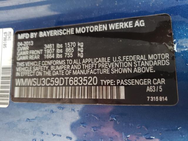 2013 MINI COOPER WMWSU3C59DT683520