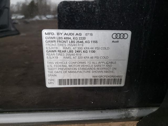 2016 AUDI Q3 PRESTIG WA1GFCFSXGR004502