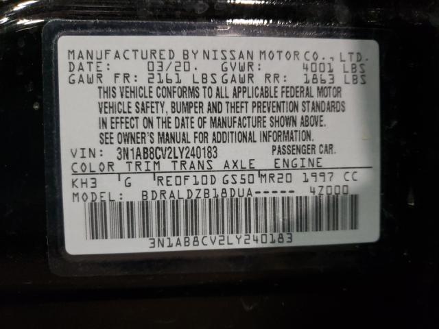 2020 NISSAN SENTRA SV 3N1AB8CV2LY240183