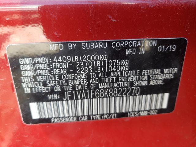 2019 SUBARU WRX PREMIU JF1VA1F68K8822270