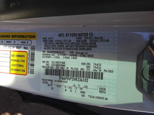 2017 FORD FUSION SPO 3FA6P0VP2HR336102