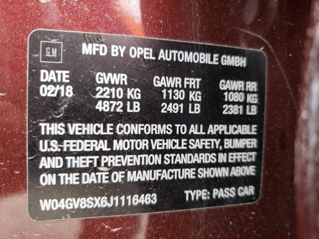 2018 BUICK REGAL TOUR W04GV8SX6J1116463