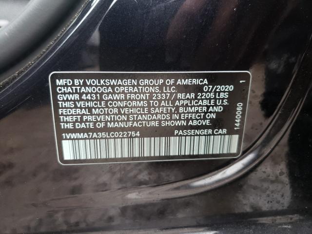 2020 VOLKSWAGEN PASSAT R-L 1VWMA7A35LC022754