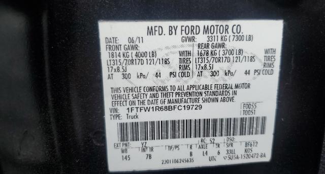 2011 FORD F150 SVT R 1FTFW1R68BFC19729