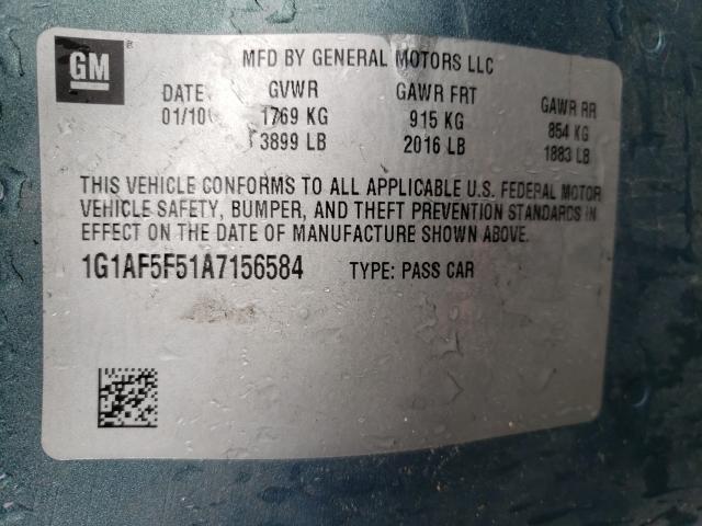 2010 CHEVROLET COBALT 2LT 1G1AF5F51A7156584