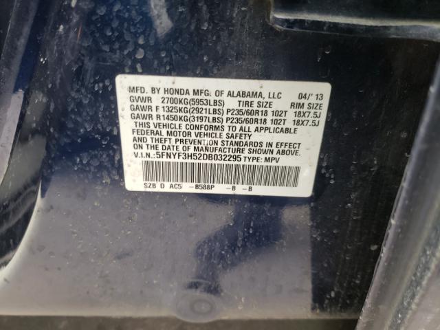 2013 HONDA PILOT 5FNYF3H52DB032295