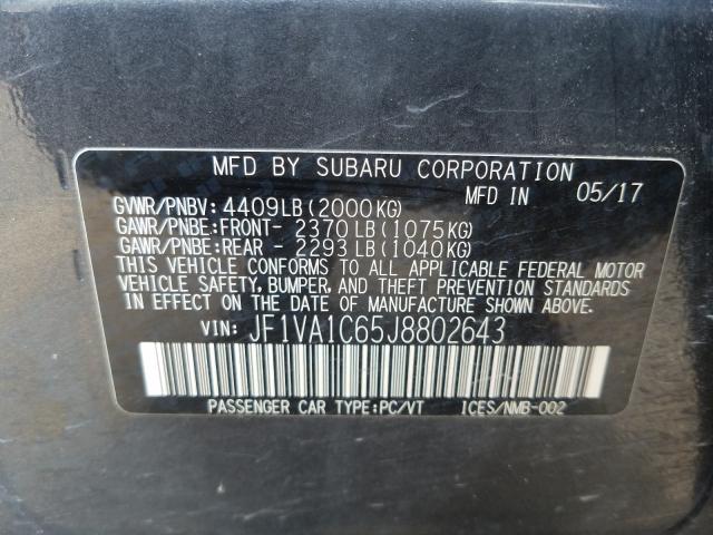 2018 SUBARU WRX PREMIU JF1VA1C65J8802643