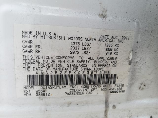 2012 MITSUBISHI GALANT FE 4A32B2FFXCE007908
