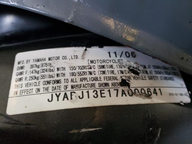 2007 YAMAHA FZ6 SHG JYARJ13E17A000641