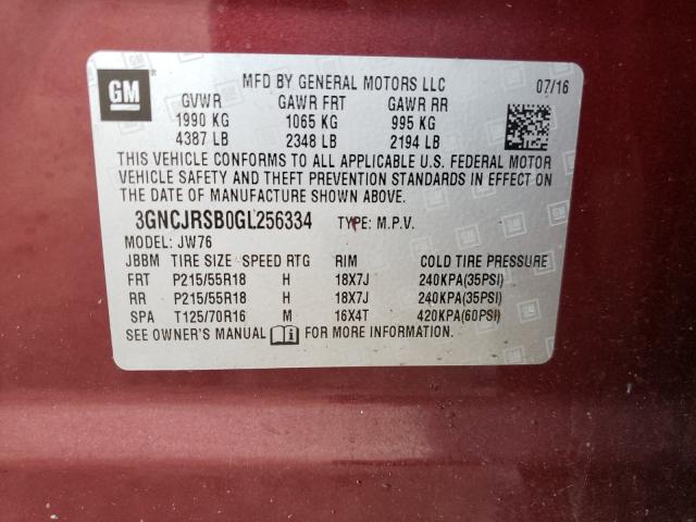2016 CHEVROLET TRAX LTZ 3GNCJRSB0GL256334