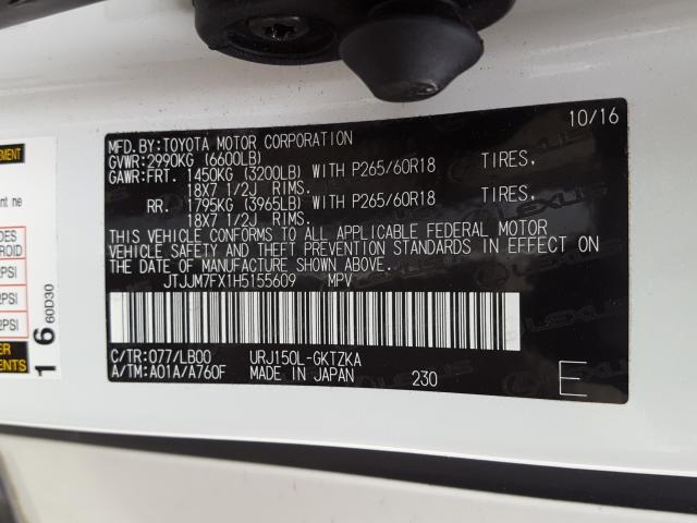 2017 LEXUS GX 460 PRE JTJJM7FX1H5155609