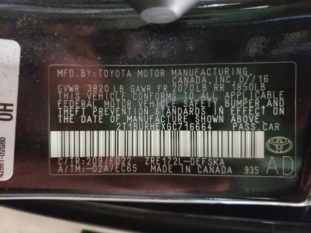 2016 TOYOTA COROLLA S 2T1BURHEXGC716664