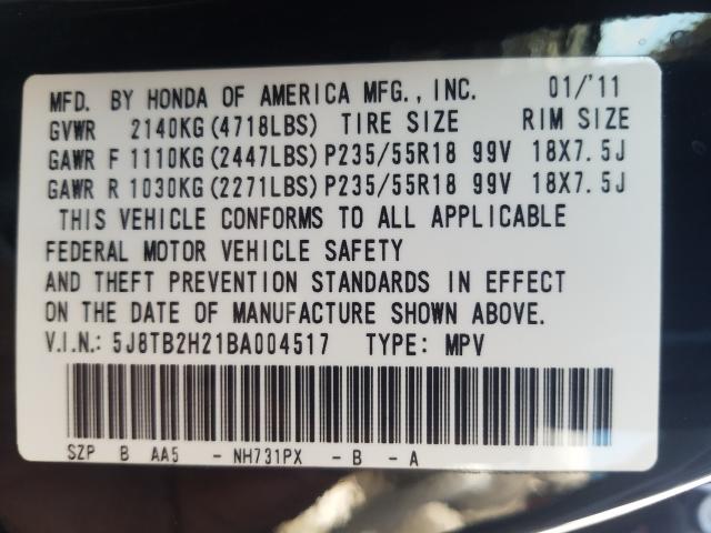 2011 ACURA RDX 5J8TB2H21BA004517