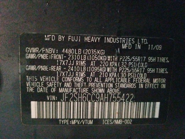 2010 SUBARU FORESTER JF2SH6CC9AH755422