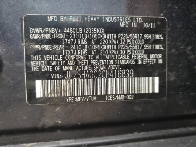 2012 SUBARU FORESTER T JF2SHAGC2CH416839