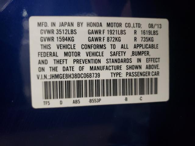 2013 HONDA FIT JHMGE8H38DC068739