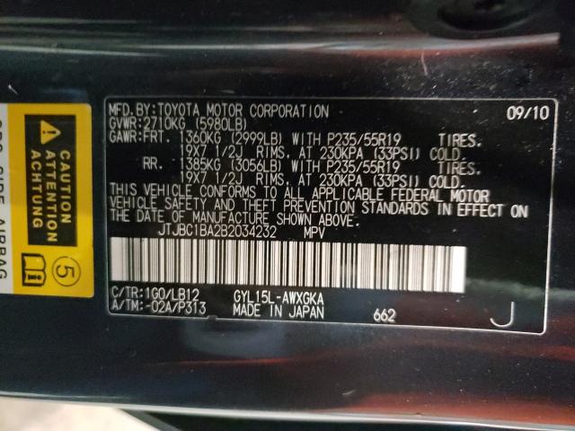 2011 LEXUS RX 450 JTJBC1BA2B2034232
