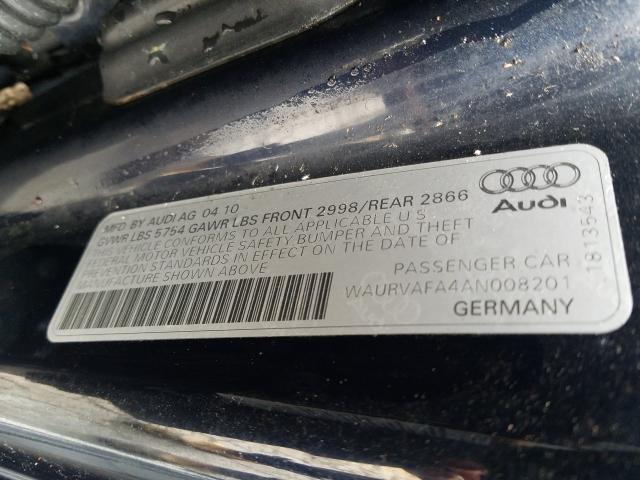 2010 AUDI A8 QUATTRO WAURVAFA4AN008201