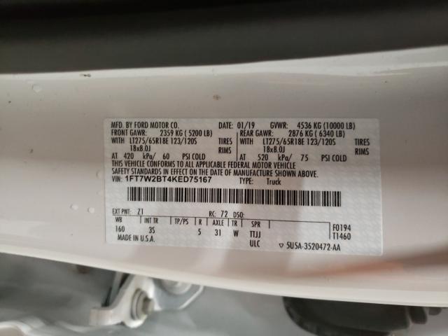 2019 FORD F 250 1FT7W2BT4KED75167