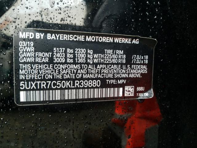 2019 BMW X3 SDRIVE3 5UXTR7C50KLR39880