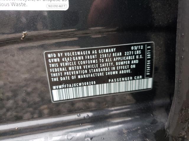 2012 VOLKSWAGEN GOLF R WVWPF7AJXCW308209