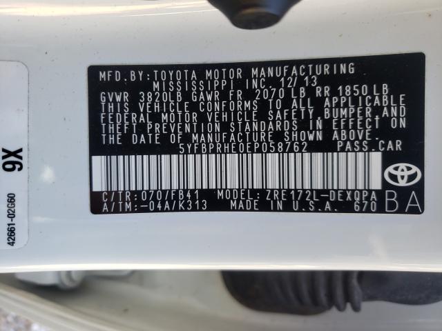2014 TOYOTA COROLLA EC 5YFBPRHE0EP058762