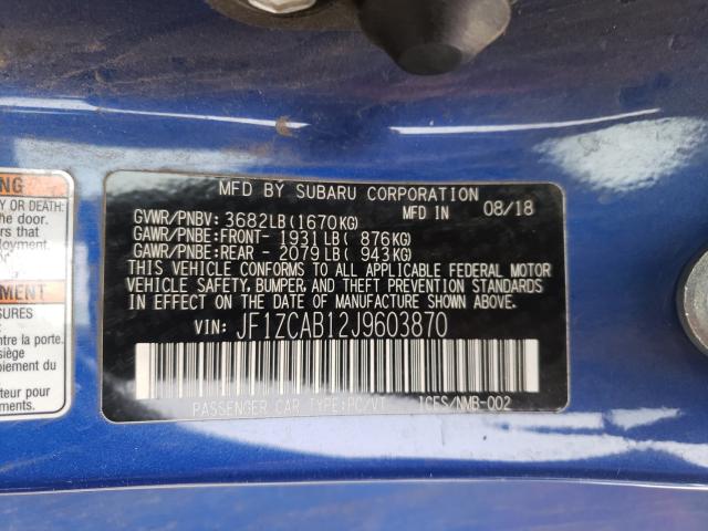 2018 SUBARU BRZ 2.0 PR JF1ZCAB12J9603870